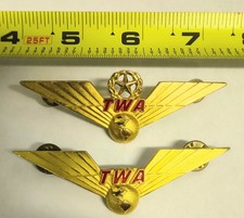 TWA Trans World Airlines Pilot Wings Pair Blackington 1/20 10K GF/GP 3.25