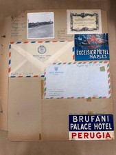 1953 Italy Travel Scrapbook Page Pompeii Naples Perugia Hotel Ephemera Lot picture