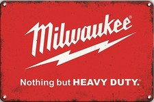 Milwaukee Tools Garage Mancave Red Metal shop Rustic Advertising sign 8x12 inch picture