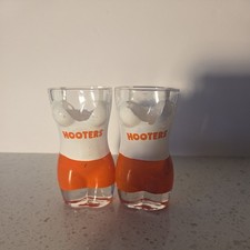 Hooters Novelty Body-Shaped Shot Glasses - Pair of Torso Uniform Design Vintage picture