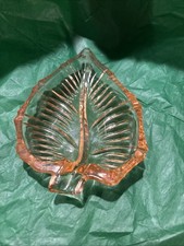 Pink Mid Century Pressed Glass Leaf 5.5x3.5” picture