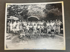 1956 Black and White Photo Picnic Pool Party 8x10 Van Nuys, CA picture