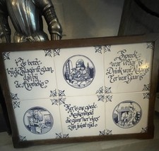 Antique 6 Tile Dutch Tableau Picture mural Frame In Dutch Words picture