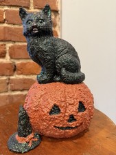 Vtg 1998 Enesco Broomsnickle Black Cat Pumpkin Figurine Linda Lindquist Baldwin picture