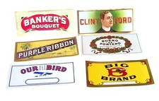 6 Vintage Cigar Box Labels Embossed Lithograph Banker's Bouquet Clint Ford picture