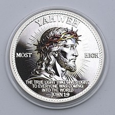 Jesus Cross Christian Challenge Coin John 1:9 Faith Prayer Collectible Medal picture