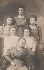 Vintage Postcard RPPC Six Women Large Group Fashion Studio Portrait 1900s picture