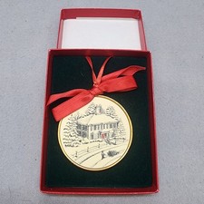 Vintage 1993 Talbots Winter House Round Christmas Holiday Ornament picture