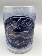 VTG Reinhold Merkelbach Deer Dog Cobalt Blue Stoneware Salt Glazed Beer Stein W. picture