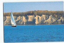 Postcard Chimney Bluffs State Park Lake Ontario Huron NY Sailboat Ocean Water picture