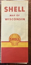 1954 SHELL OIL Road Map WISCONSIN Milwaukee Menominee Lake Michigan Ferry Routes picture