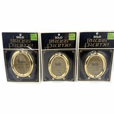 RARE New VTG Solid Brass Small Midcentury Oval Picture Frame Photo Frame 2”x3” picture