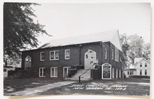 New Sharon Iowa IA First Christian Church Brick Building Exterior RPPC Postcard picture