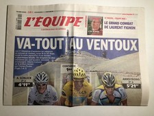 2009 Tour de France L'Equipe Newspaper Contador Armstrong Schleck Mont Ventoux picture