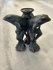 Vintage French European Bronze Three Frog Sculpture Candle Holder Figurine picture