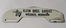 Vintage Metal Chrysler Klein Bros Garage Wolbach Nebraska License Plate Topper picture