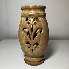 Vintage Studio Pottery Votive Candle Holder 8 7/16” MCM Signed Hippie Retro picture