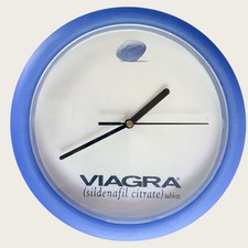 Vintage 1999 VIAGRA Wall Clock Pfizer Promo Advertising 10” Blue Tested WORKS picture
