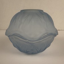Vintage Indiana Glass Pebble Leaf Fairy Lamp Frosted Satin Blue 3.5” picture