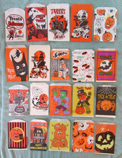 20 Vintage Halloween Paper Trick or Treat Candy Bag Lot Cowboy Haunted House JOL picture
