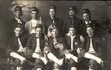 Fraternal group portrait Fez Hats Studio Imagec1910 Real Photo Postcard bhn picture