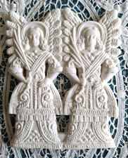 RETIRED Springerle Speculaas Gingerbread Cookie Stamp Press Mold - DOUBLE ANGEL picture
