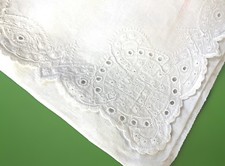 Vintage Antique Linen Pillow sham with wide Hand Embroidered Border picture
