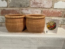 Vintage Hancock”The Original Pistachio~Peanut Nantucket Double Basket”Woven~NEW picture