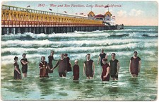 1907-1915 Long Beach California Postcard CA Pier and Sun Pavilion Early Swimming picture