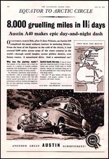 1953 BMC Austin A40 Equator to Arctic Circle Vintage Print Ad Snow Wall Art picture