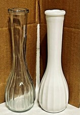 1, Clear and 1, Milk Glass Ribbed Glass Round 9