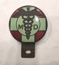 MD Plate Physician Medical Doctor Vintage 1950's 1960's Caduceus picture