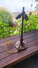 ANTIQUE HANDEL LAMP BASE FOR REVERSE PAINTED LAMP OR SLAG LAMP - SIGNED picture