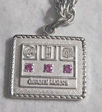 General Motors GM 1/10 10K White Gold  Ruby Service Charm Bracelet  picture