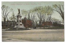 Waterbury Connecticut c1908 Soldiers Monument and Green, statue picture