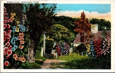 Scenic Stone Alley, Nantucket MA c1929 Vintage Postcard Q45 picture