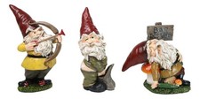 Set of 3 Forest Mischief Bad Naughty Gnomes Drunk Peeing and Pranking Figurines picture