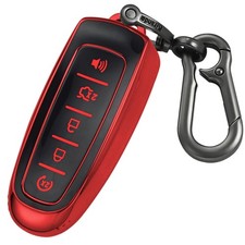 Kirsnda for Ford Key fob Cover with Keychain,Soft TPU case+keychain, Red picture