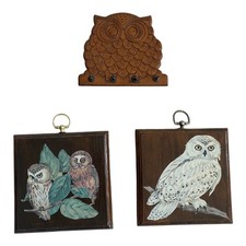 Vintage Owl Wall Decore 70s' 80's Key Holder Wall Plaques picture