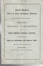 MEMORABILIA ,SOUTH DURHAM STEEL & IRON COMPANY ANNAUL REPORT , 4th MARCH 1905 picture