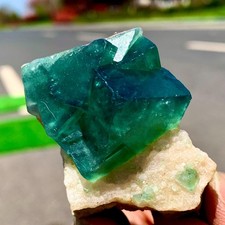 78G Natural transparent green cubic fluorite mineral crystal sample/China picture
