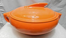 Vintage Hall's Ceramic Porcelain Casserole - Sun Dial - Orange - 11