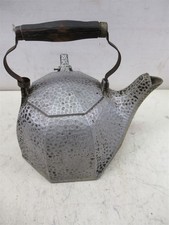 Wagner Ware Sidney O Hammered Aluminum 5 QT Tea Kettle Teapot 2127 Wood Handle picture