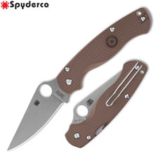 Spyderco Paramilitary 2 LW Sprint Run CPM-15V Plain Blade Brown FRN C81PBN15V2 picture