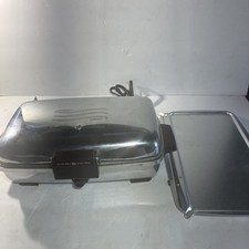 Vintage GE General Electric 179G40 Waffle Iron Maker Chrome Heavy Duty Metal picture