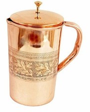 Emboss Pure Copper Jug Handmade Pitcher Capacity 1700ml Storage Serving Drinking picture