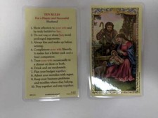 10 Rules for a Happy Husband  Laminated catholic / christian prayer card picture
