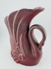 Vintage 1940s Niloak Deep Red Swan Clay Planter Vase Pottery Beautiful picture