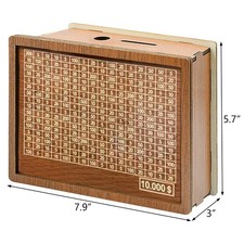 10000 Savings Challenge Wooden Money Storage Box Piggy Bank for Adults picture