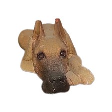 VINTAGE 80s 1987 Sandicast Great Dane Dog Fawn Laying Down Sandra Brue Heavy  picture
